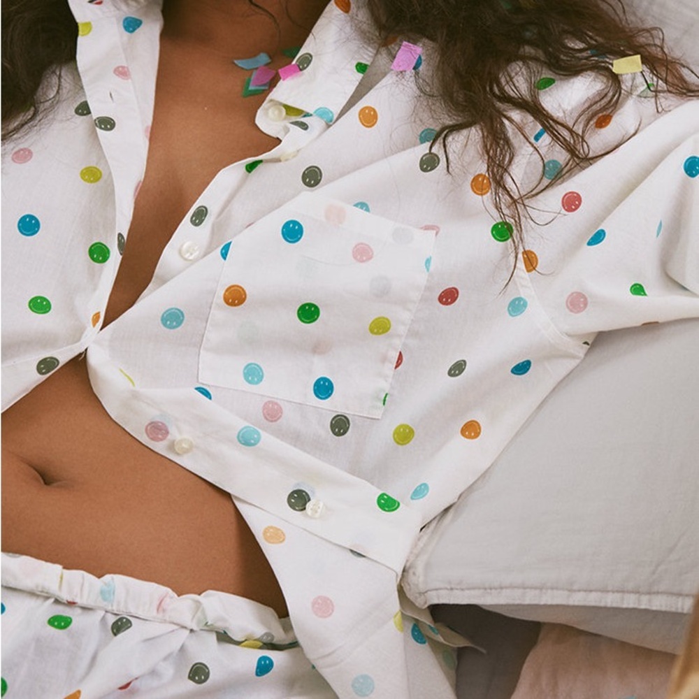 Aerie Smiley Face Poplin Pajama Set